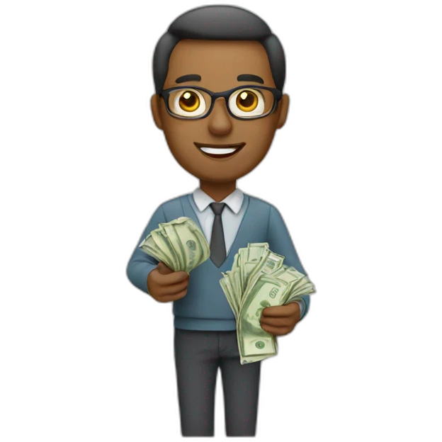 Teacher with money emoji