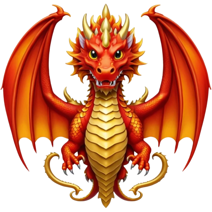 Simple fiery royal Dragon crest/brosch emoji