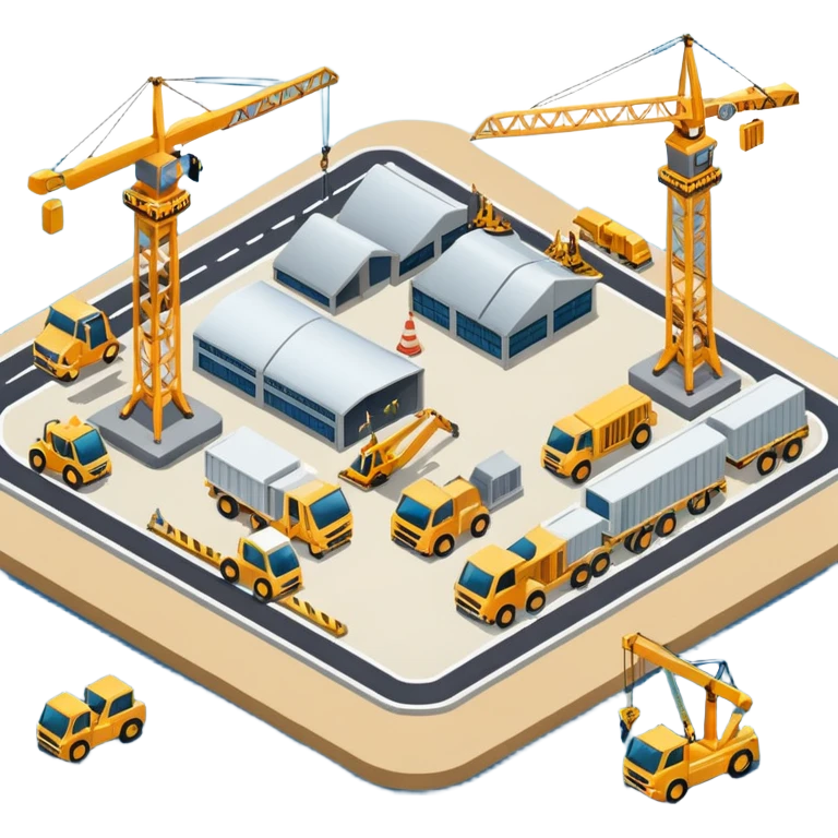 isometric construction site of airport emoji