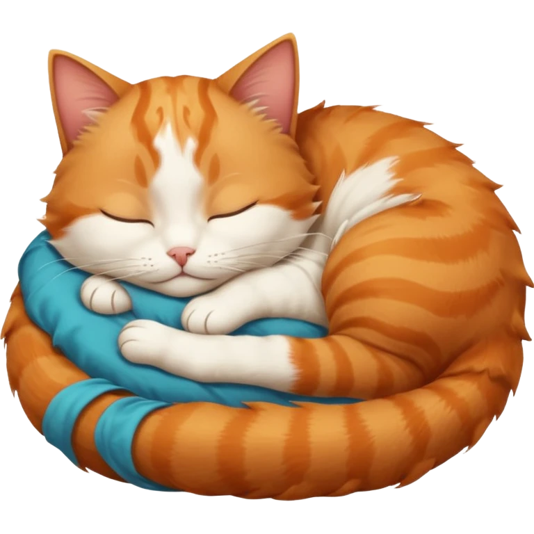 ginger and white small cat sleeping in funny position emoji
