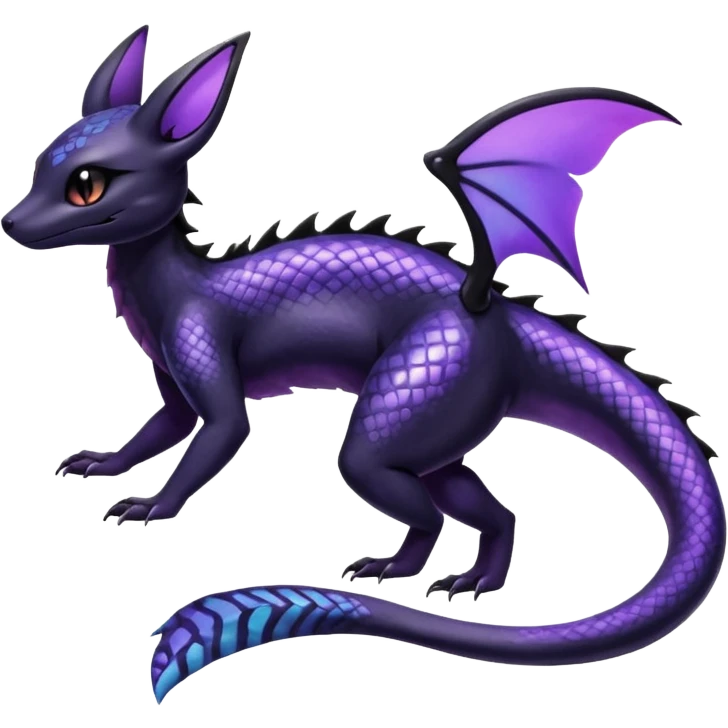 Shiny beautiful gorgeous ethereal Scaley Exotic Salandit-Umbreon-Fakémon-hybrid-creature (full body) emoji