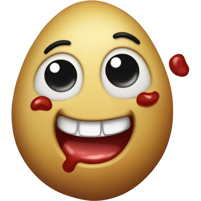 Tiny potato laughing with squinty eyes and ketchup tears emoji