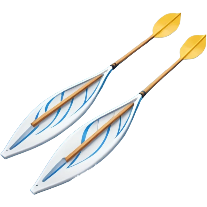 An icon showing a close-up of crossed oars, a sleek racing shell, and rippling water, symbolizing rowing. The design includes droplets in motion and a streamlined boat tip cutting through waves. Transparent background emphasizes strength, precision, and the spirit of competitive rowing emoji