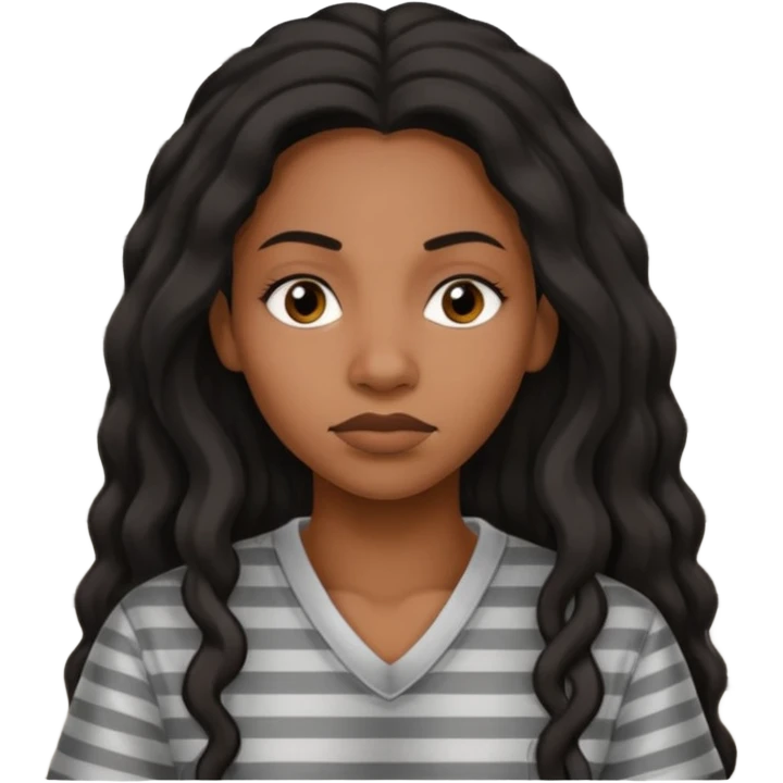 prisoner long haired black woman mug shot emoji
