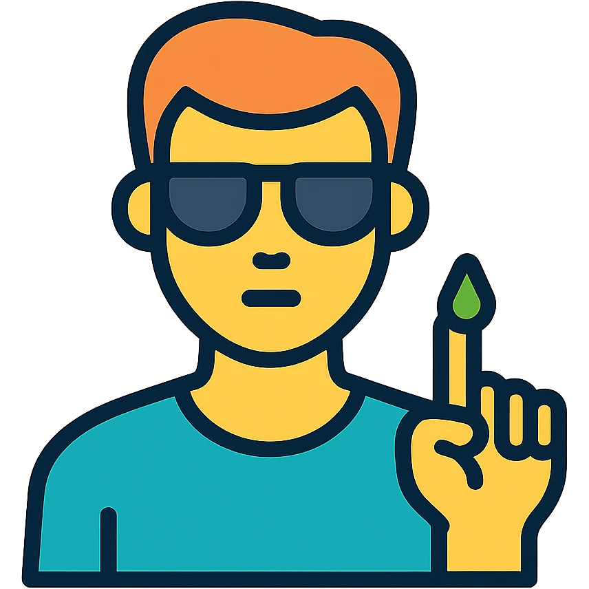 A cool man with a booger on his finger emoji