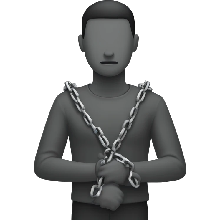 A figure holding broken chains in both hands, standing with arms down. The chains are simple, with no aggressive or overly detailed elements. emoji