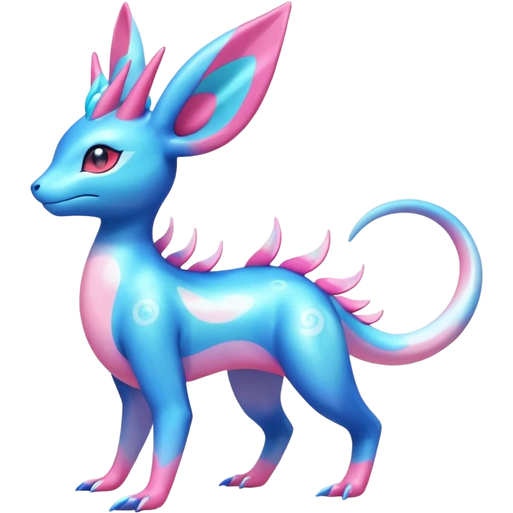 Colorful Shiny Exotic Amaura-Salandit-Aurorus-Sylveon-Fakémon-hybrid-creature (full body)  emoji