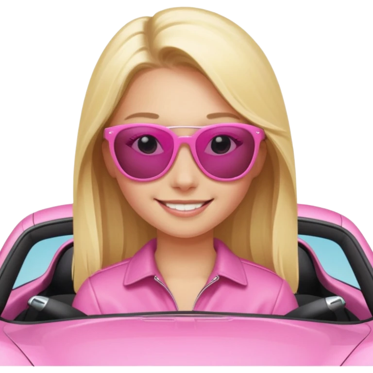 pink Porsche taycan with blonde girl emoji