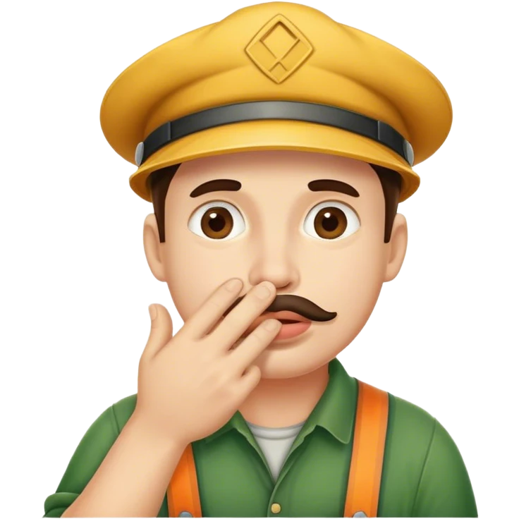 Agriculteur qui hésite avec main sur la bouche emoji