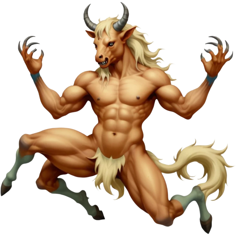 aesthetic brilliant divine lighting, oil paint  -  hieronymus bosch phantasmagoric mutated beautiful ethereal body of evil centaur emoji