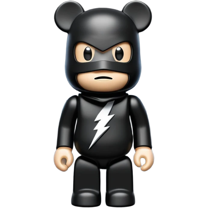 bearbrick toy wearing a black balaclava with a lightning bolt logo symbol on it emoji