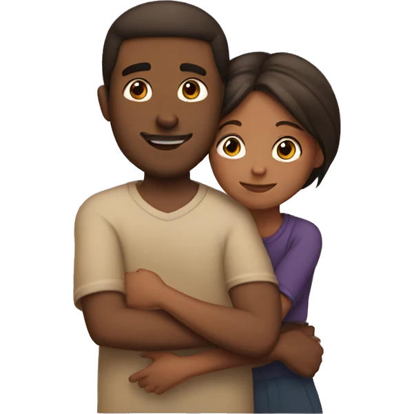 Brown guy hugging brown girl emoji