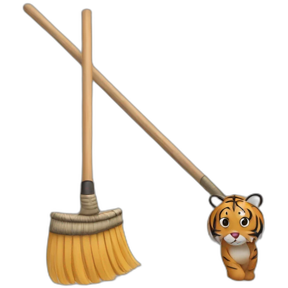 A tiger with a broom emoji