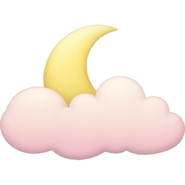 light pink clouds, light yellow crescent moon  emoji