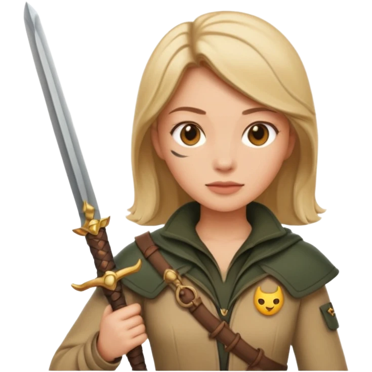 tôi muốn emoji nữ thợ săn cầm kiếm emoji