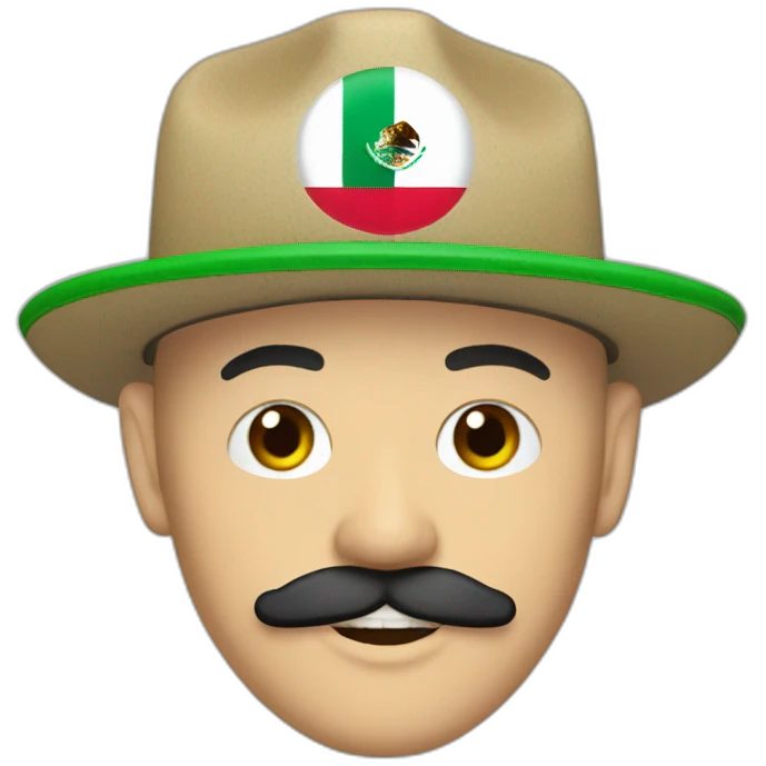 Skinhead in five-panel cap with Mexican style mustache emoji