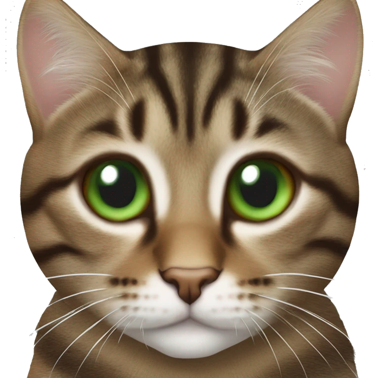 Realistic, green eye, brown tabby cat ￼ emoji