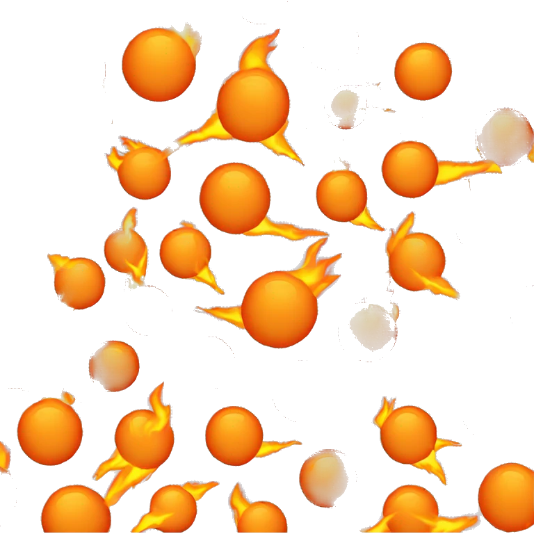 orange ball on fire flying through the air emoji
