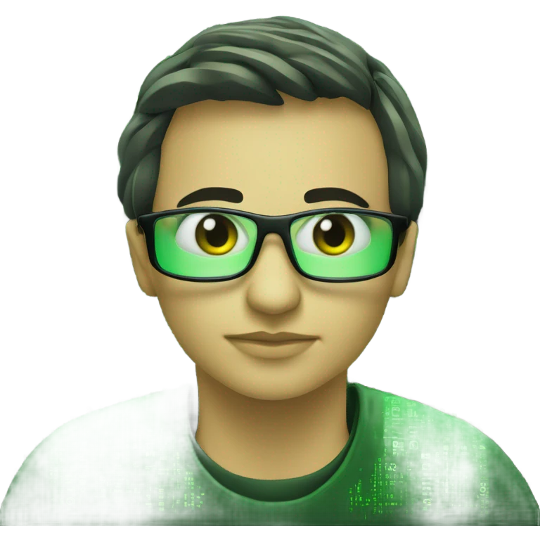 programmer programming with computer. Matrix like color schemes  emoji