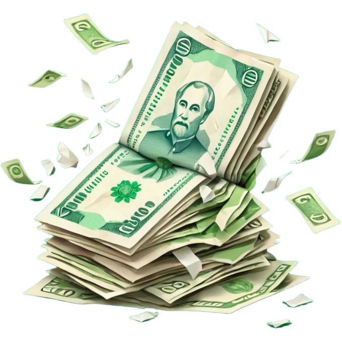 exploding stack of russian ruble notes emoji