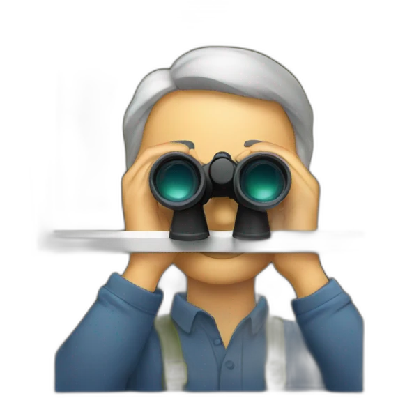 man with binoculars from window emoji