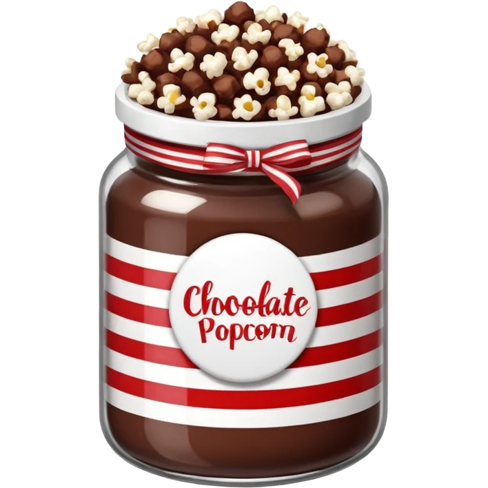 Chocolate popcorn in a jar with red and white lines emoji