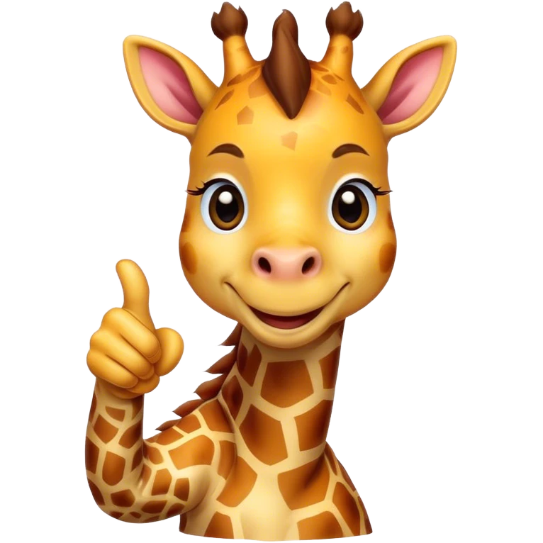 Cartoon cute dwarf giraffe with a smile, giving a thumbs-up emoji