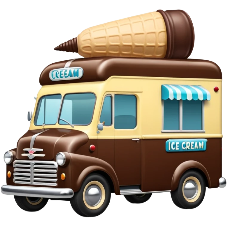 Chocolate nut covered 1953 ice cream truck  emoji