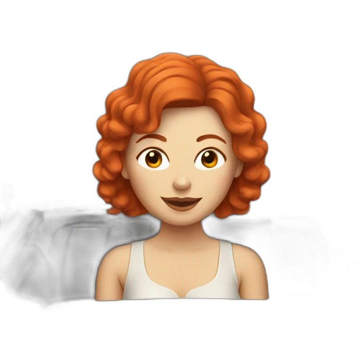 woman with red hair in a cream convertible car emoji