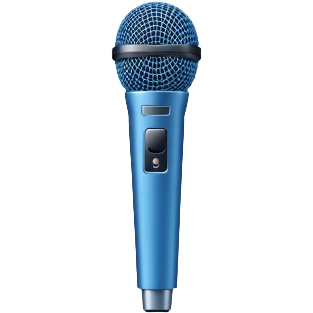 A blue front microphone with no details or buttons. Minimalist design, focusing on the simple, clean shape of the microphoneils emoji
