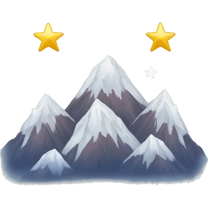 3 Snowy mountain tops with the one in the middle taller than the others, with 3 stars above them one star high than the other two emoji