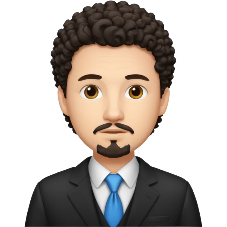 Create a white young man with curly dark hair and Goatee lawer emoji