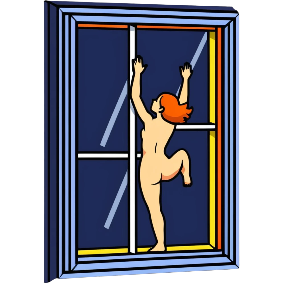 naked woman climbing through a window emoji