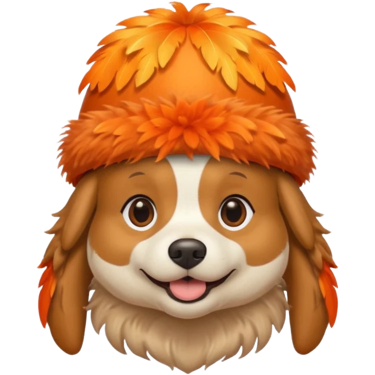 dog with orange feathered hats emoji