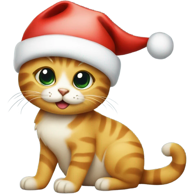 Cute cat with Christmas hat emoji