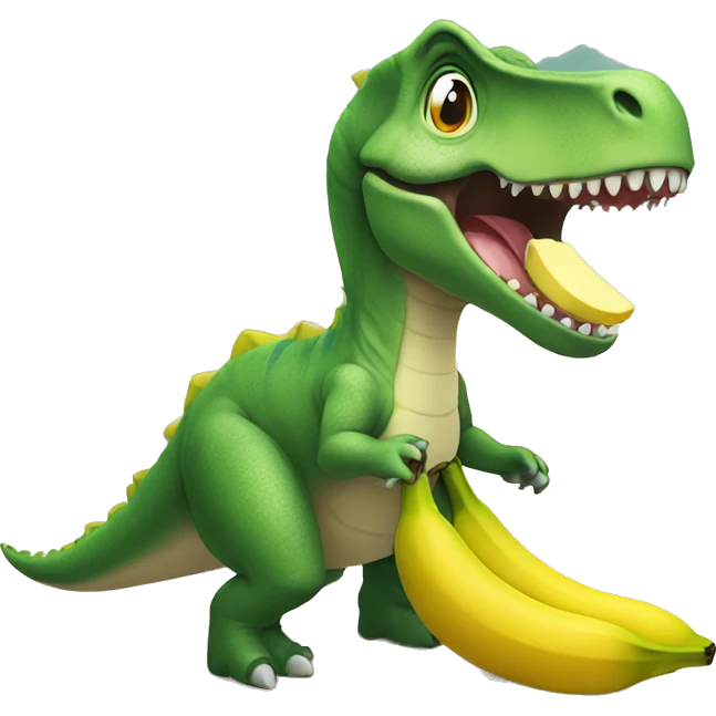 Dinosaur eating banana on beach emoji