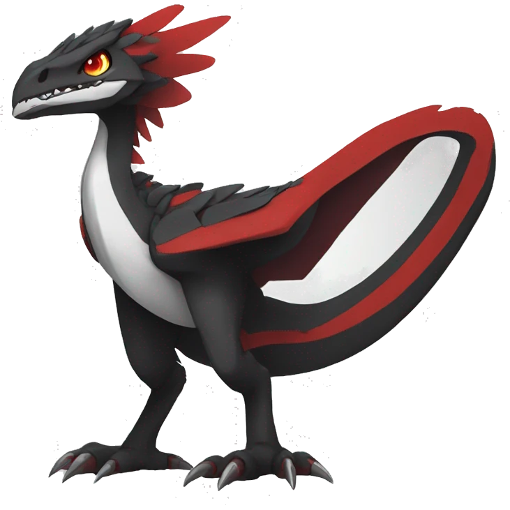  Cool Edgy Black Red White Digimon-Fakemon-Raptor-Reptile full body emoji
