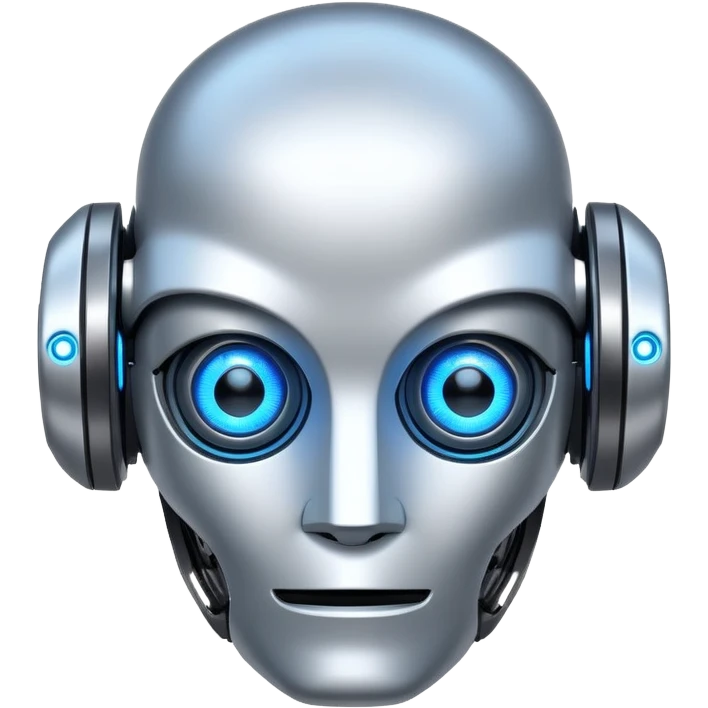 robot head with glowing eyes, representing AI emoji