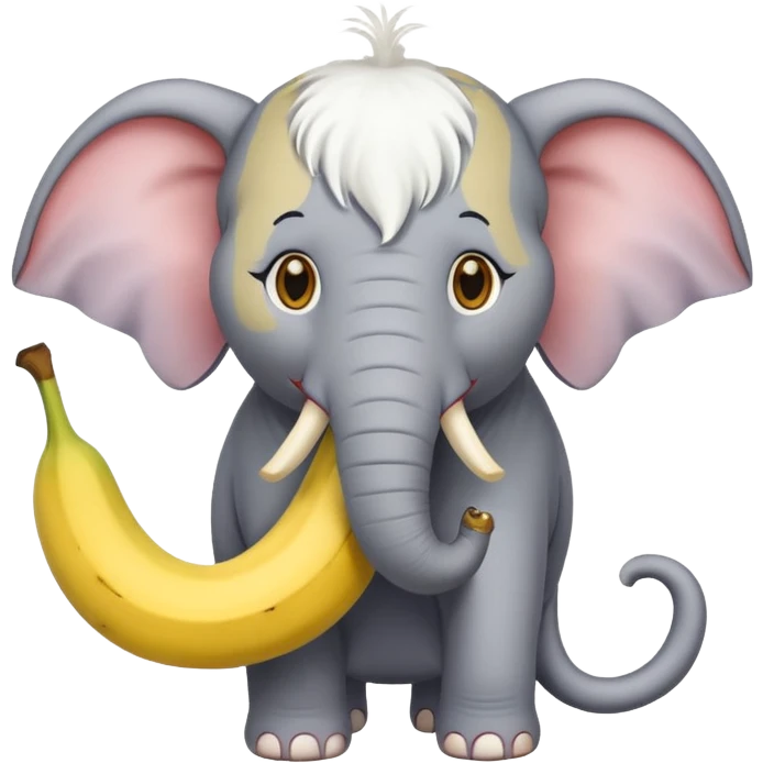 Cat eating elephant and banana in head of elephant  emoji