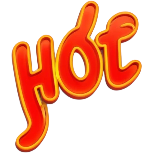 Neon signboard word "hot" emoji