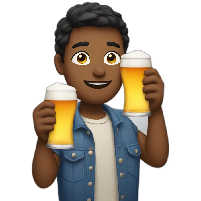 Gay boy drinking two beers emoji