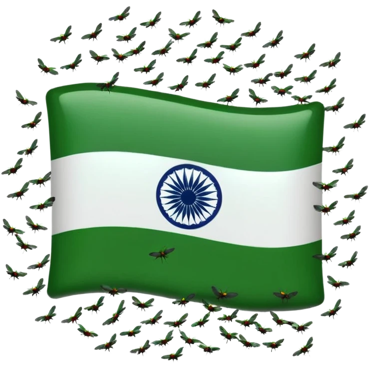 Create an Indian flag with flies above it and a stench coming off that is causing  the flies to be there emoji