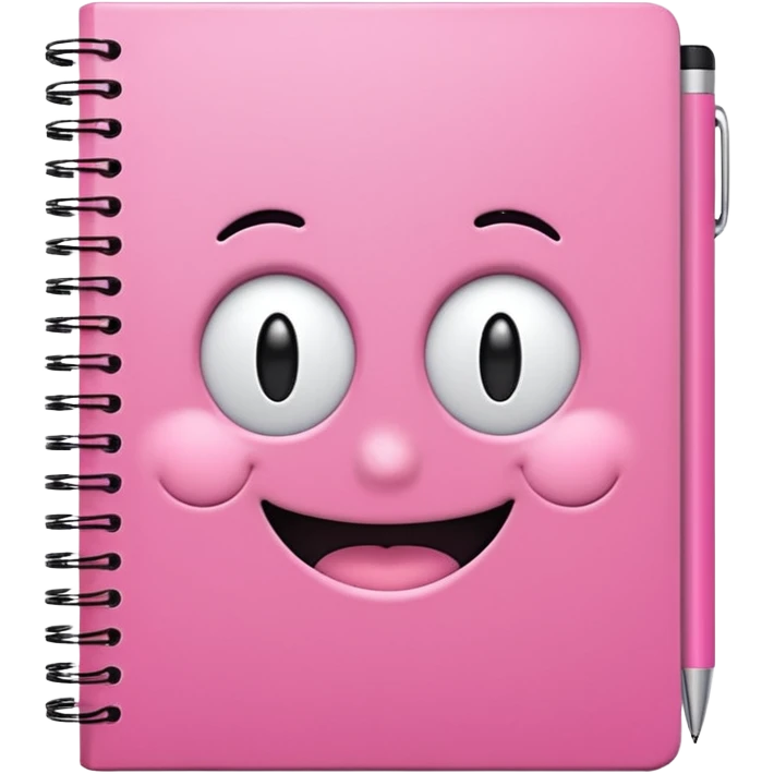 libreta de anillos rosada con carita feliz en la portada emoji