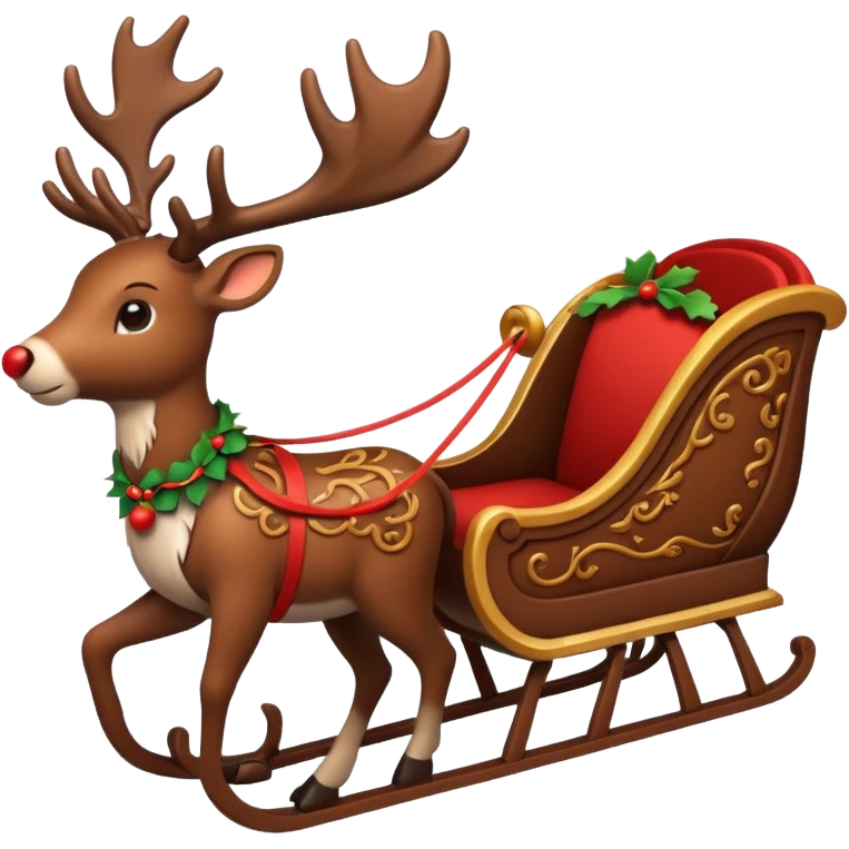 cute reindeer and sleigh emoji