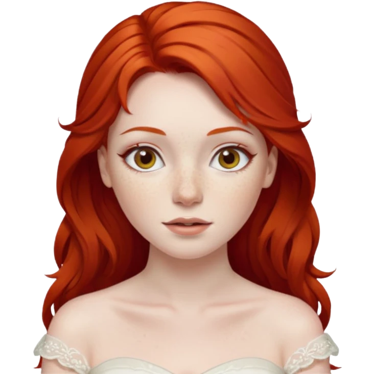 Bride with red hair and pale skin with freckles emoji