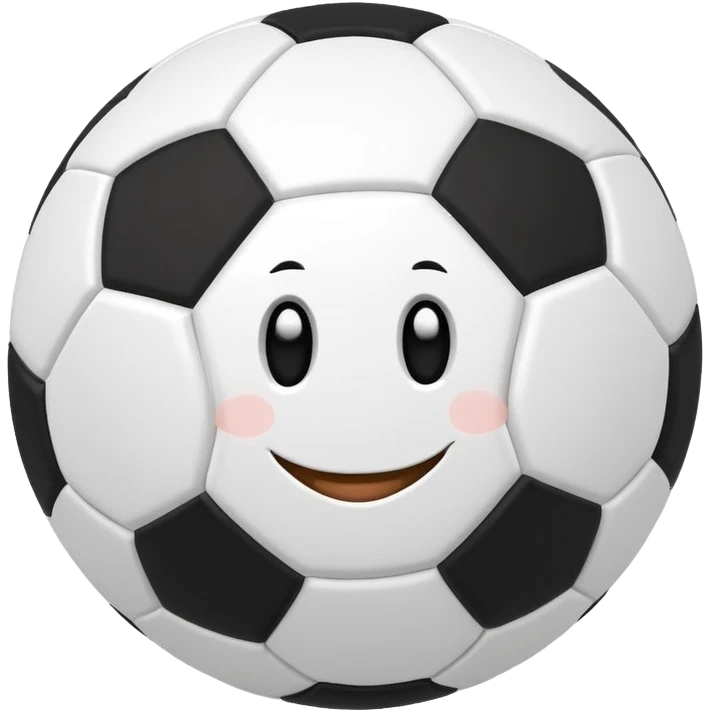 A soccer ball with a cute smiling face emoji