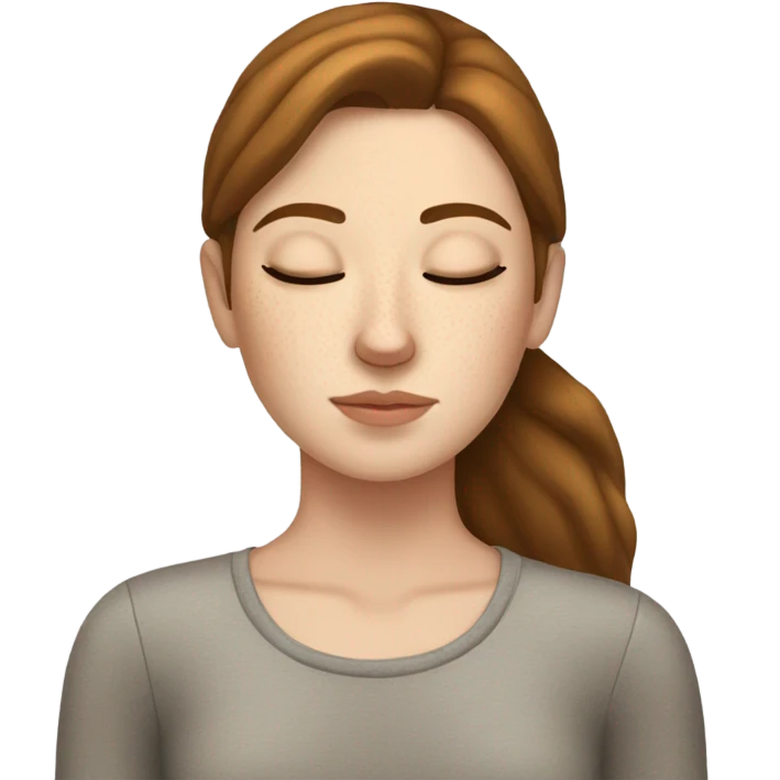 White girl with frekles Brown hair straight  sleeping peacfully  emoji