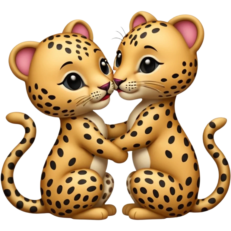 leopard kiss, two leopards kissing, emoji style, cute emoji