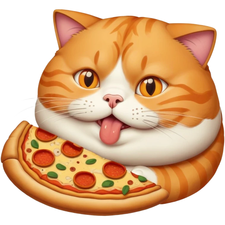 super fat cat eating pizza emoji