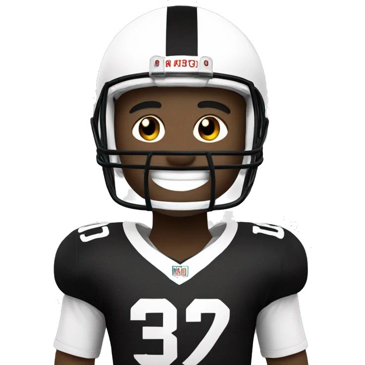 smiling football player in black and white jersey emoji
